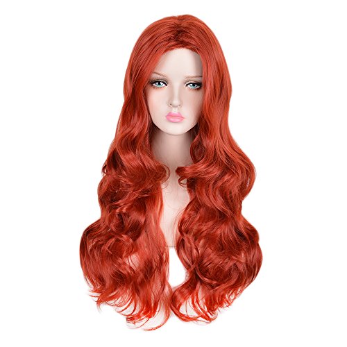 SiYi Women's Cosplay Wig Heat Resistant Synthetic Hair Wine Red 21 Inch Long Curly Wavy Wigs