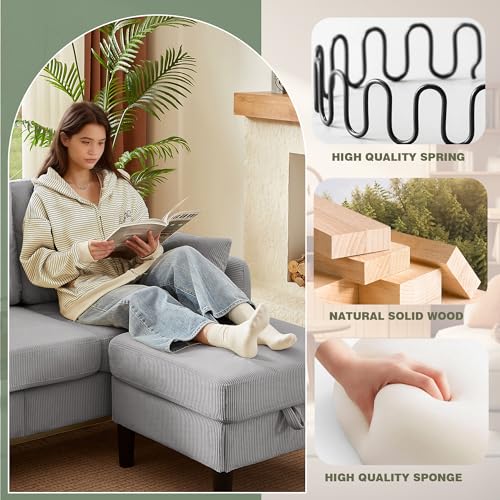 Image of 3 Pieces Sofa Set for Living Room with Sofa, Storage Ottoman and Single Chair