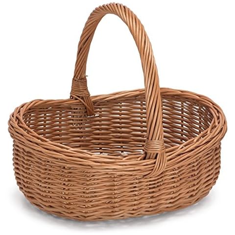Prestige Wicker Willow Basket with Handle, Natural, 43x36x35 cm Cover