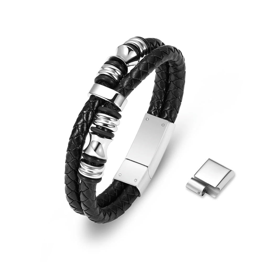 Bracelet urne en cuir pour cendres gardez l'être aimé tout près du cœur