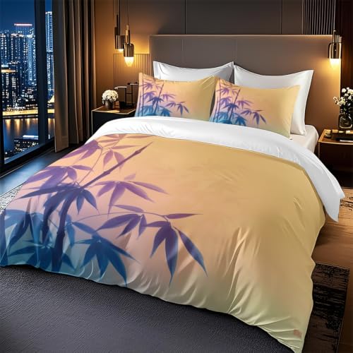 Housse de couette 140x200 orange violet bambou avec fermeture éclair douce - 5