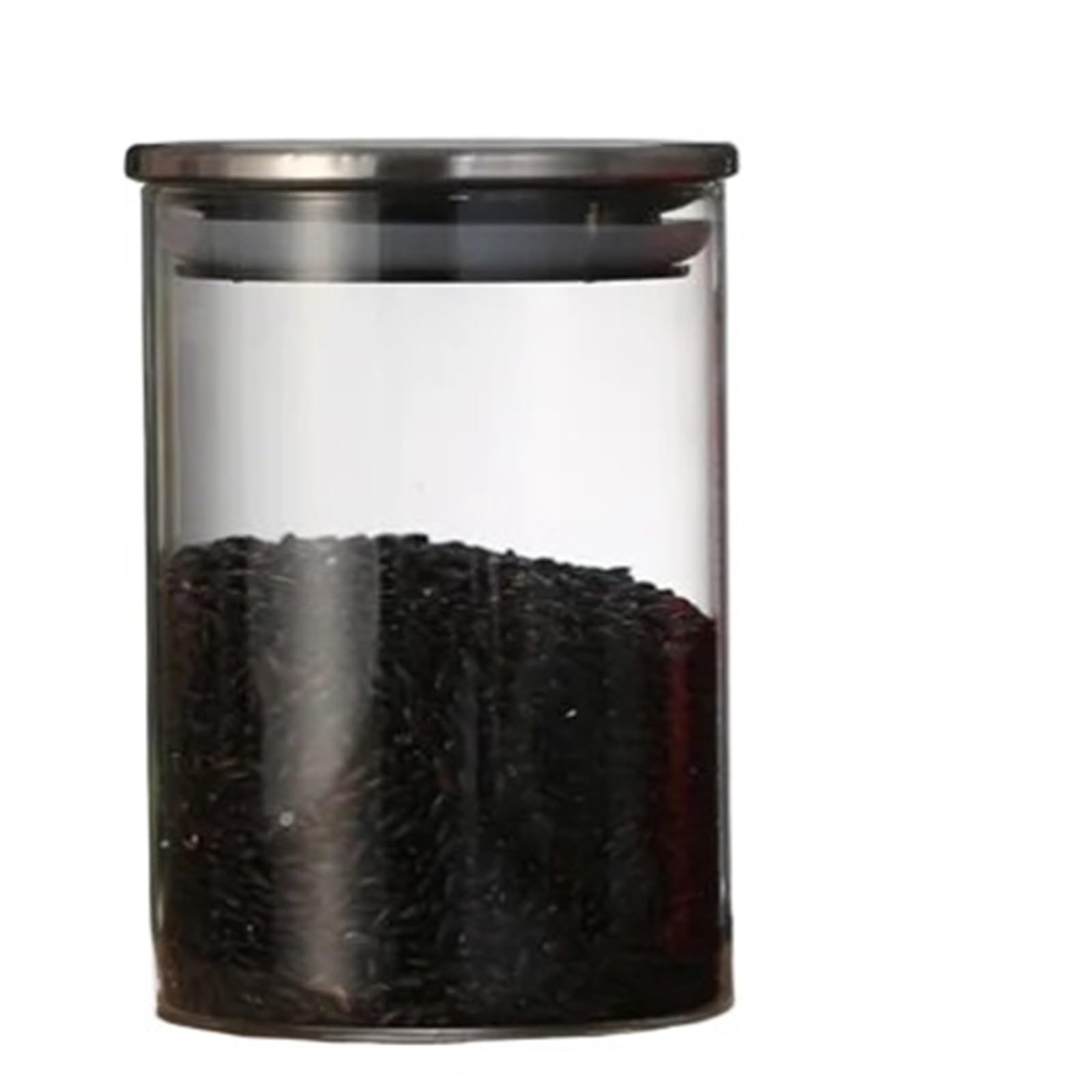 LSNNMU 2pcs Glass Canister Stainless Steel Cover Spice Jars Storage Tank Coffee Bean Dried Fruit Food Containers Kitchen Accessories For Preserving(85x120mm)