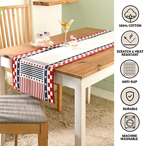 Folkulture-Fourth-of-July-Table-Runner-90-Inches-Long-Red-White-and-Blue Folkulture Fourth of July Table Runner 90 Inches Long Red White and Blue