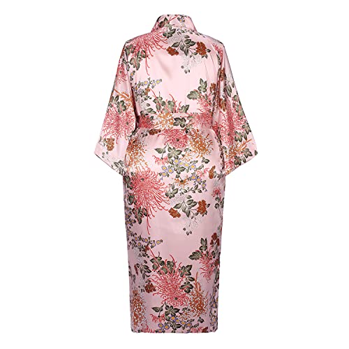 Image of Applesauce - 808V - Plus Size Women's Kimono Long Robe - Vintage Floral (One-Size fits most US 1X 2X 3X)