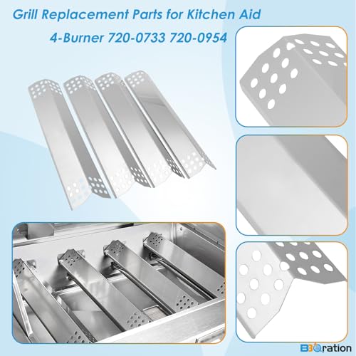 Image of Replacement Parts for Kitchen Aid 720-0733D 720-0954 720-0954R 720-0733 720-0733A 720-0954A 720-0954AC, Cooking Grates, Burner and Heat Plates for KitchenAid Grill Replacement Parts