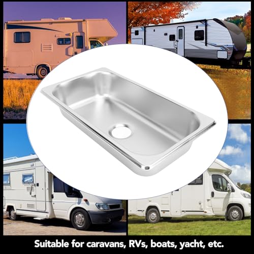 RV Sink, Stainless Steel Kitchen Sink, 12.8x6.93x2.56in, Embedded Hand Washing Basin, with 40mm Drain Outlet - Image 2