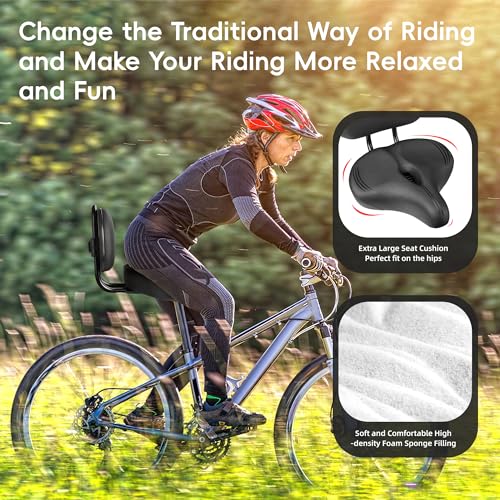 image for COOLWUFAN Oversized Bike Seat with Backrest for Peloton Bike, Wide Bic