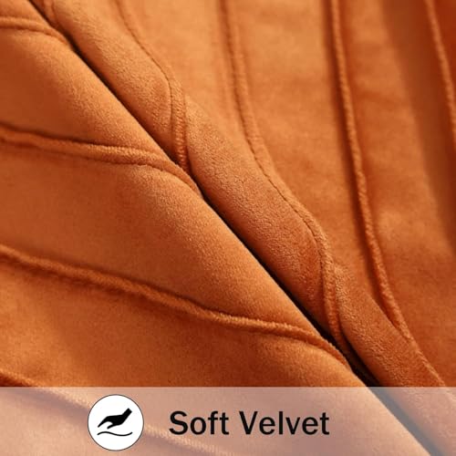 Image of Velvet Throw Pillow Covers 16x16 Pack of 2 Gold Decor Burnt Orange