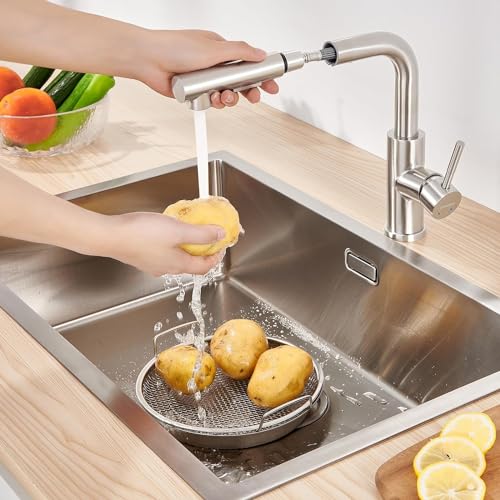 Lonheo Wasserhahn Küche Ausziehbar, Hochdruck Küchenarmatur mit Brause Ausziehbar, Edelstahl Mischbatterie Küche Spültischarmatur mit 2 Wasserstahlarten Geschirrbrause