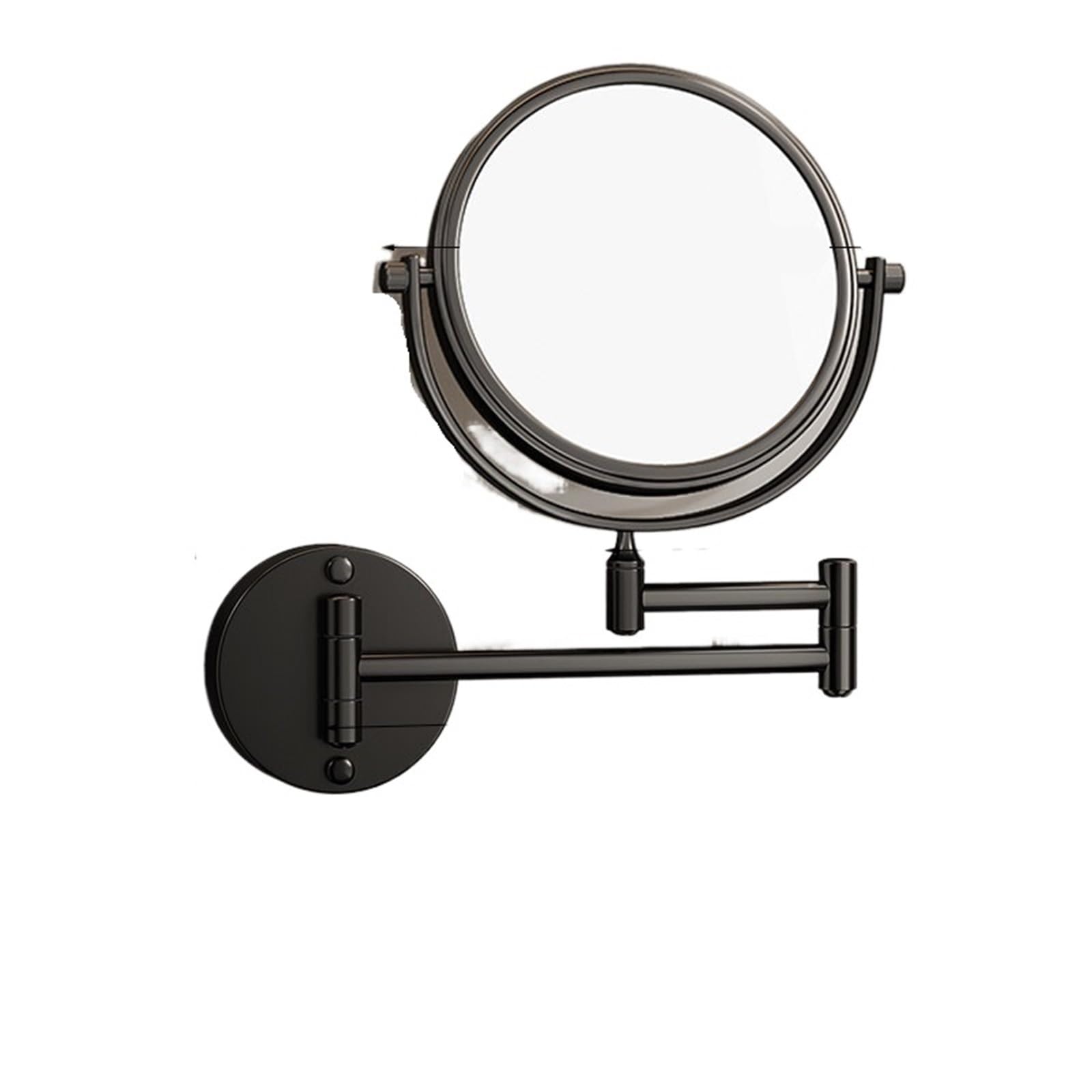 KTMBOHU No Punching Cosmetic Mirror Bathroom Wall Hanging Beauty Mirror Telescopic Folding Bathroom Mirror Stainless Steel(方黑8英寸【高清】)