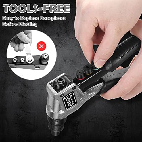 AECCN Rivet Gun with 120 Rivets - Pop Rivet Gun Kit with 4 Manual Interchangeable Rivet Heads and 4 Twist Drills Attached, Manual Hand Riveter Kit, FO-6020
