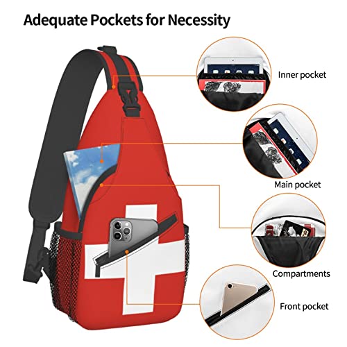 Mochila Swiss Flag Tipo Sling Negra Unisex miniatura 5