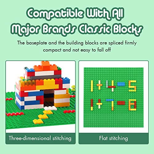 Image of Lekebaby 12 Pack Classic Baseplates 10 inch x 10 inch, Building Base Plates for Building Bricks, 100% Compatible with Major Brands and Activity Table-Baseplate, Sturdy & Safe, Age 3 and up Kids, Multicolored