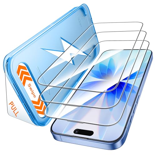 Mkeke for iPhone 17 Screen Protector 3 Pack, [9H+ Hardness] [Military-Grade Drop Protection] [Sensitive Touch] [Easy Installation] [HD Clear] Full Edge Coverage Tempered Glass