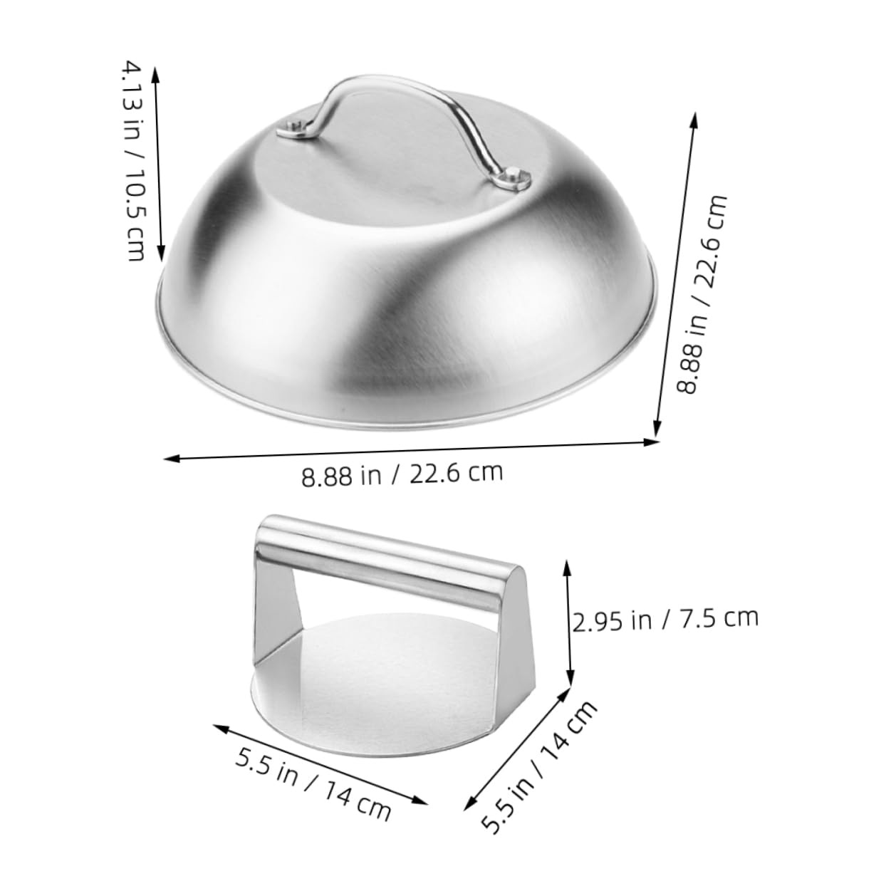Cabilock 1Set Stainless Steel Kitchen Burger Press with Dome Cover Patty Maker for Griddles and Outdoor Cooking Easy to Use and Clean Burger Smasher Tool