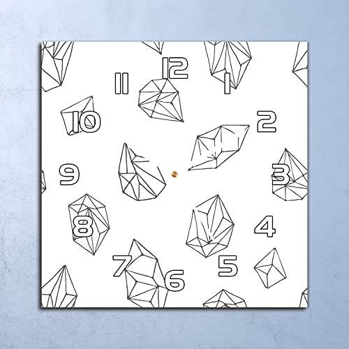Horloge en verre 30x30 cm Coloray Dots BW Chic à aiguilles blanches