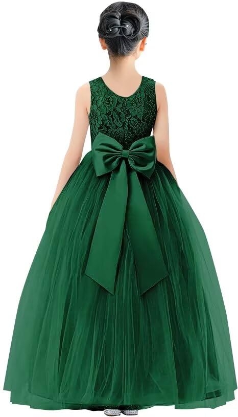 Tulle Flower Girl Dress Lace Flower Girl Dresses for Wedding Pageant Dresses Party Ball Gown with Bow