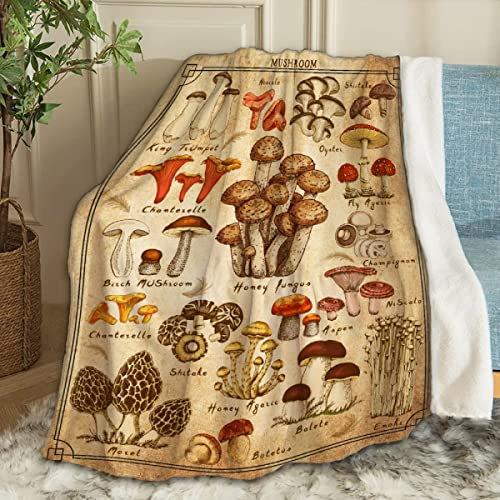 Ottoy Vintage Mushroom Blanket Lightweight Plush Fuzzy Cozy Soft Blankets for Couch Quilt Decorative Birthday Gift 60