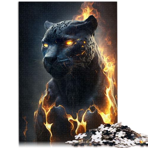 AITEXI Puzzle de Madera Fantasy Fire Black Panther 1000 Piezas, 50 x 75 cm, Juego Familiar, Intermedio, 14 años y más, 1 Set, 1000 Piezas, 1 Paquete