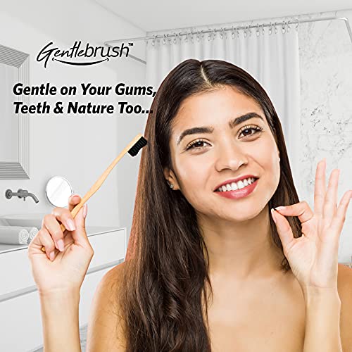 Image of Premium Organic Bamboo Toothbrush Gentlebrush | S-Curve (Medium Pressure) with Charcoal Activated Bristles | Pack of 3