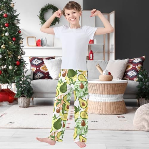 Boy's Pants Green Avocado Palm Jogger Pants Elastic Waist Long Bottoms Trousers with Pockets 6-14 Years2