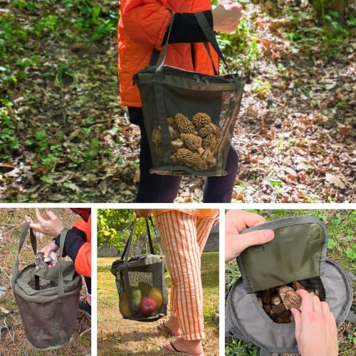 Foto von RUNAFLAMA® Pilzkorb zum Umhängen [15,5L Volumen & Belüftetes Mesh]
