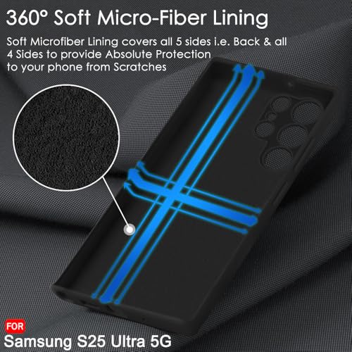 Image of TheGiftKart Liquid Silicone Back Cover Case for Samsung Galaxy S25 Ultra 5G | Soft Micro-Fibre Lining Inside | Camera & Screen Protection | Shockproof Case for Samsung S25 Ultra (Silicone, Black)
