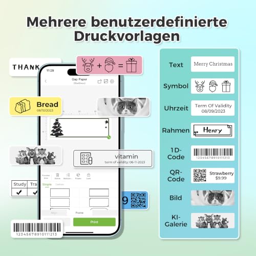 Nelko Etikettendrucker,Bluetooth P21 Selbstklebendes Etikettiergerät Grün – Ansicht 4