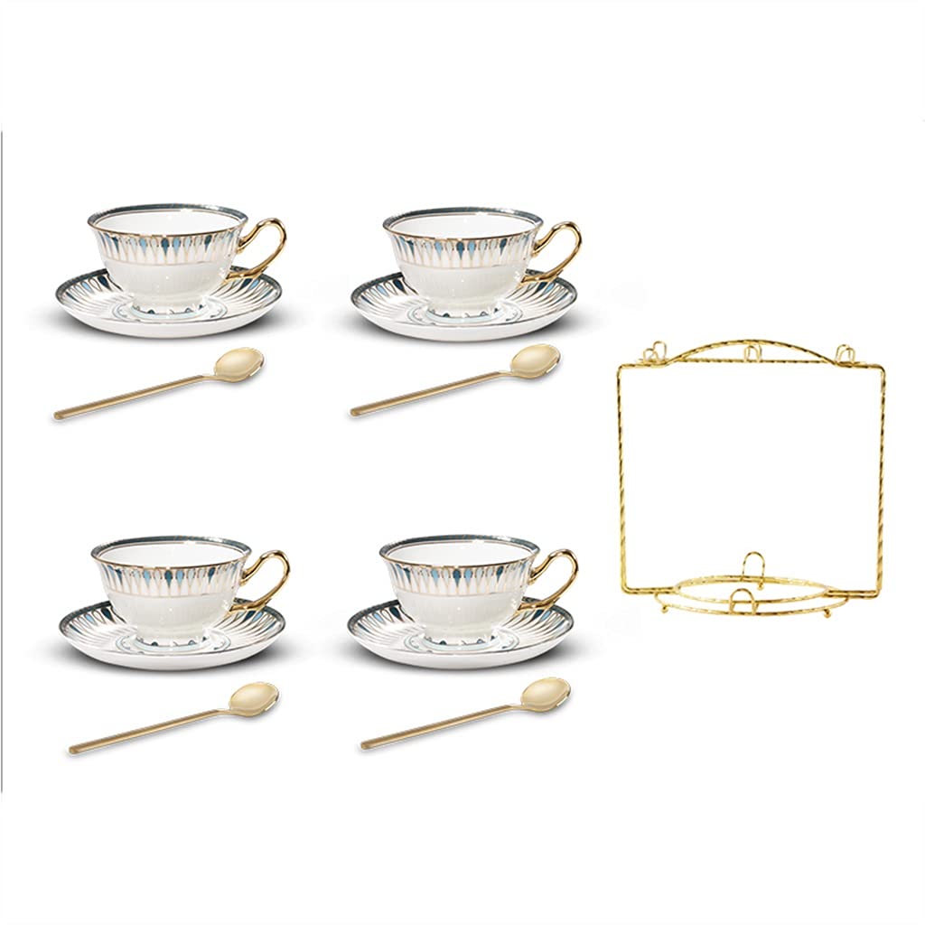 Juego de Tazas de té británico, Juego de cerámica para el té de la Tarde, Juego de Tazas de café de Porcelana para té de la Tarde y café con Leche (+6 Piezas Azules)