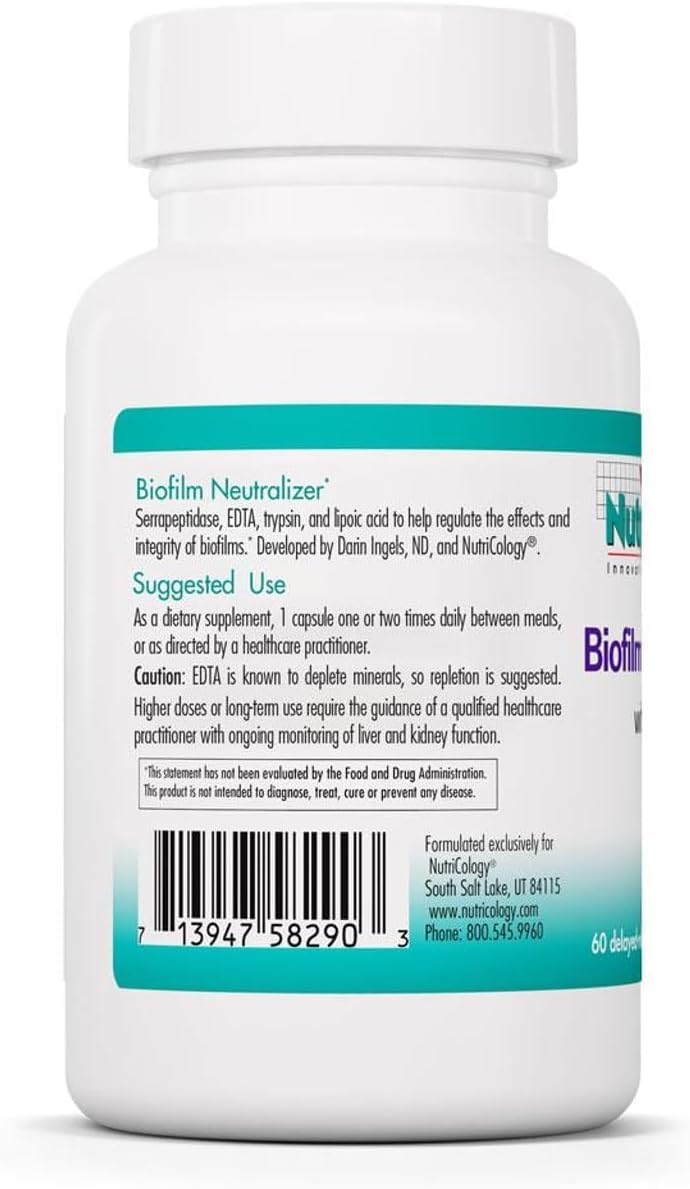 Nutricology Biofilm Neutralizer - Biofilm Defense, EDTA Supplement, Proteolytic Enzymes, Serrapeptase, Vegetarian Capsules - 60 Count - Image 5