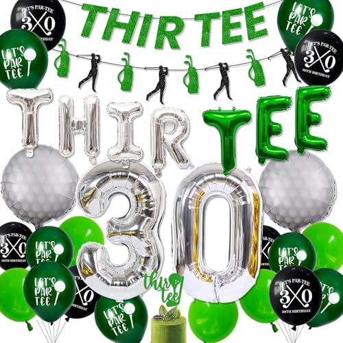 30Th Birthday Decorations For Him, Golf 30Th Birthday Party Decoration Themed For Men Thirty Birthday Decor Banner Set Durable 30 Number Balloons