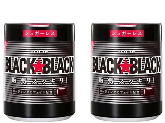 Lotte Black Black Gum Powerful Mint Flavor Bottle Type 4.93oz(140g) Set Of 2