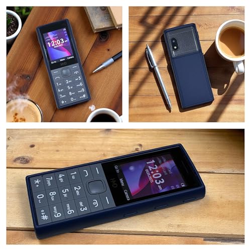 Image of ZAOMA Premium Leather Design TPU Back Cover Case Compatible for HMD 150 Music DS Model NO. : TA-1709 Keypad Mobile Feature Phone Rugged Case - Blue