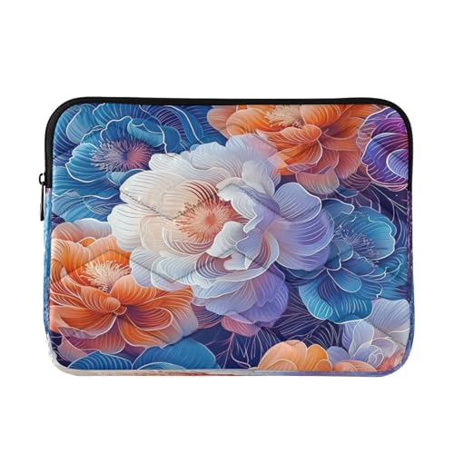 Funda para Laptop 13-14 Pulgadas Azul Naranja Floral