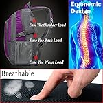 ProEtrade Backpack Bookbag for College Sturdy Travel Business Hiking Fit Laptop Up to 15.6 Inch Multi Compartment Gifts for Men Women Night Light Reflective (Purple A) - Image 5