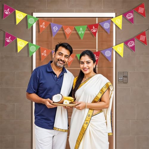 Image of Party Propz Festive Decorations Banner - 2 Pcs, 54 Inch Traditional Print Decorations Banner, Holi Decoration Items for Home, Holi Banner, Haldi Decor (Cardstock)