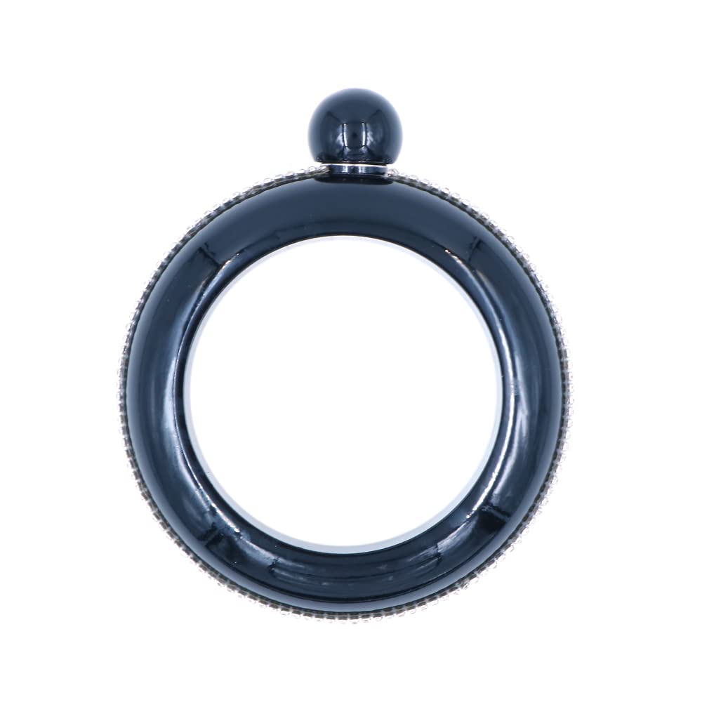 Bracciale Bangle Flask, Flacone Braccialetto Portatile in Acciaio Inossidabile Liscio da 3,5 Once per Idee Regalo per attività all'Aperto per Feste - Strass Neri