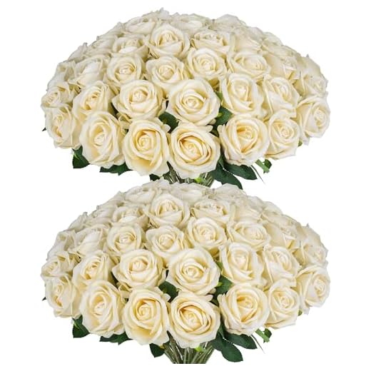 50 PCS Fake Champagne Roses Artificial Flowers