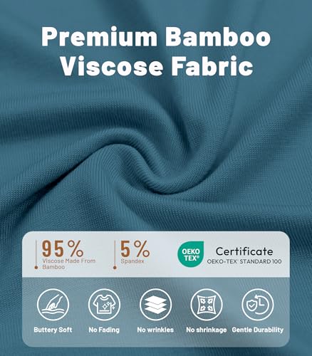 Image of NACHILA Mens Pajamas Set Long Sleeve Henley Sleepwear Top Soft Jogger Pants Pajamas Cool Pjs Set,Viscose Made from Bamboo