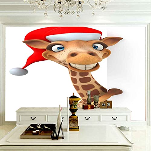 Papier peint salon moderne girafe pour masquer les défauts d'un mur TV