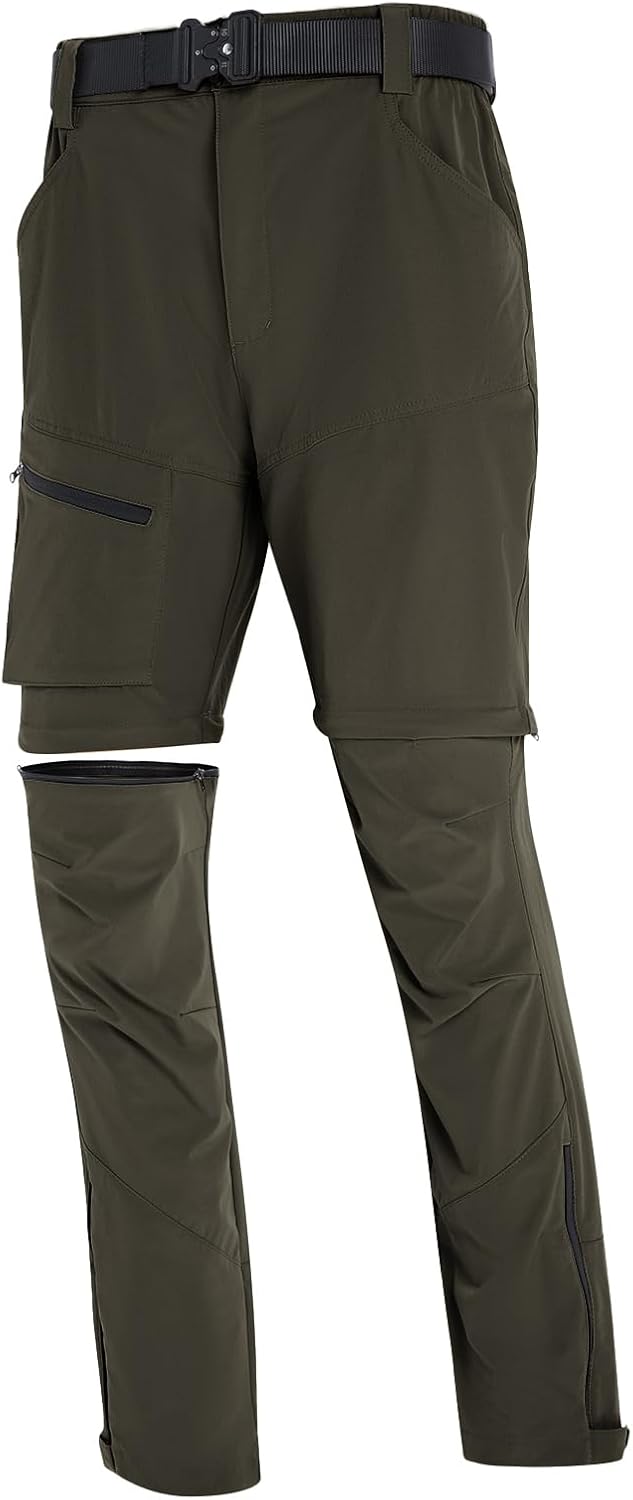 Lightweight Waterproof Men’s Convertible Cargo Travel Pants with 4 Pockets