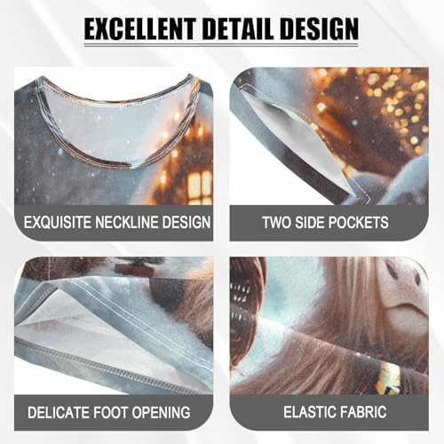 Highland Cow Winter Pajama Set Short Sleeve Pajamas Shorts Sets Cotton Soft Loungewear Sleepwear 5Y4