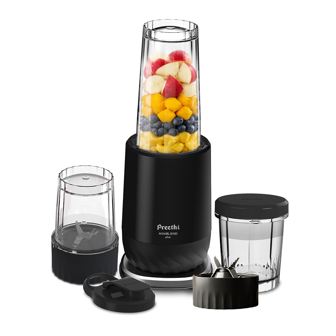 Preethi MiniBlend Plus -Compact Blender & Juicer for Lump Free Purees & Smoothies | 25,000 RPM | 2 Razor sharp Ninja blades | Three Leak-proof Jars with Sipper & Storage Lids | Free Lifelong Service-image-14