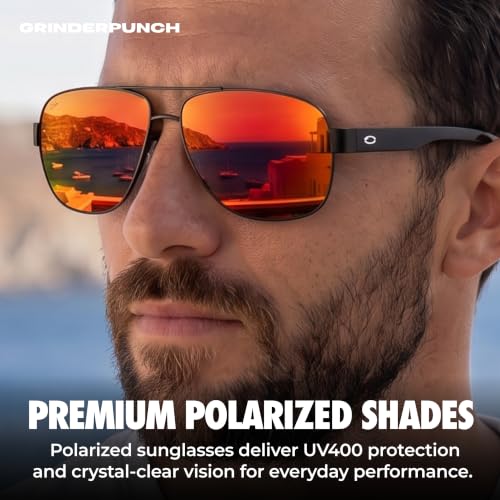 Image of grinderPUNCH Polarized Aviator Sunglasses Men Women Retro Vintage Square Pilot Sun Glasses UV400 Protection