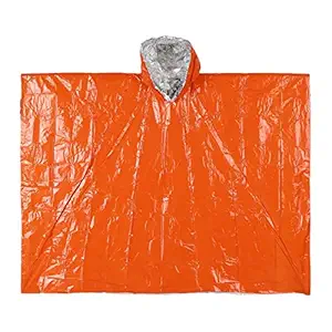 Ubersweet  Emergency Blanket Poncho Thermal RainCoat Survival Gear Orange Silver + Bag