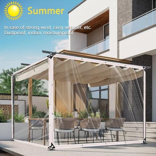 BCBIG Plane Transparent mit ösen wasserdichte Durchsichtig Abdeckplane PVC 420 g/m² Für Pavillon, Balkon, Balkonmöbel,Gartenmöbel. mit Seil 2x1m