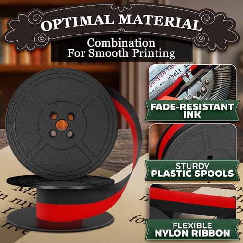4 Pcs Universal Typewriter Ribbon Pack – Black and Red Typewriter Ribbon – 0.2 Inch/5 mm Central Aperture, Durable Twin Spool Replacement for Clear Prints, Smooth Operation & Reliable Performance - Thumbnail 3
