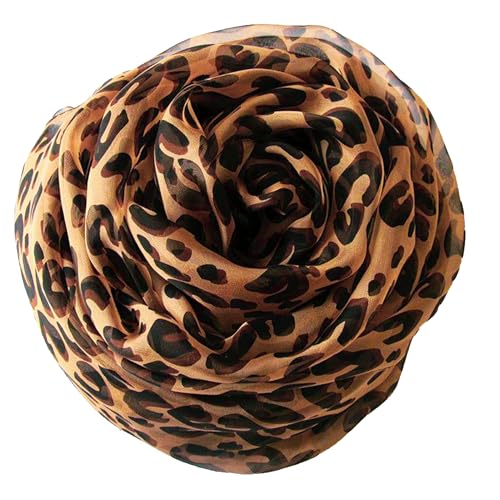 IZUS Silky-Feel Wrap-Scarf for Women Spring-Fall Leopard-Dots-Zebra Thin-Scarves Sun-proof Long-Shawl Summer 61x28 In