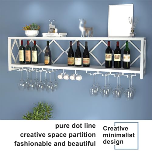 Support de bouteille de vin en acier suspendu avec porte-verre