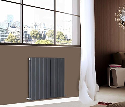 NRG Anthracite 600x612mm Horizontal Designer Radiator Single Column Flat Panel Central Heating Rads